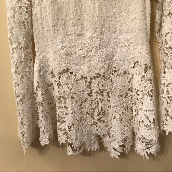 Oscar de la Renta Long-Sleeve Floral Guipure Lace Blouse - Picture 5 of 5